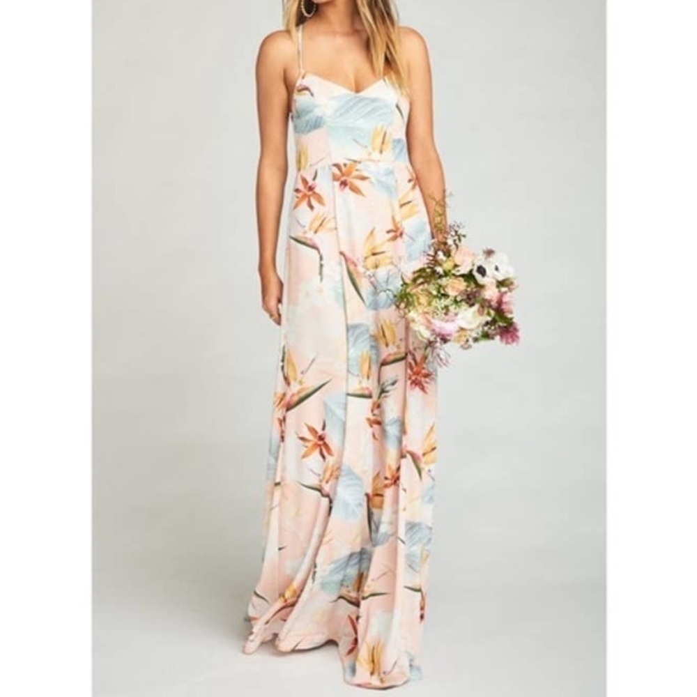 Show Me Your MuMu Floral Maxi Dress in Light Pink, Blue and Cream